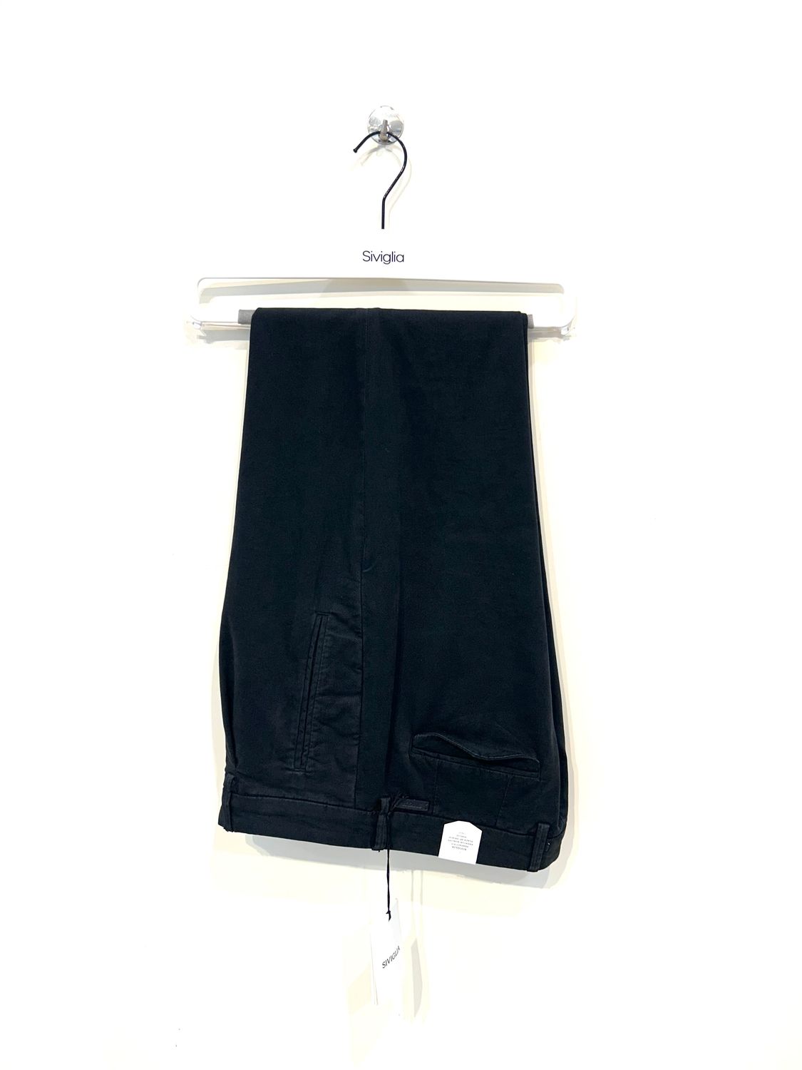 Pantalone in cotone, lana ed elastan, con pence. Col.  Nero