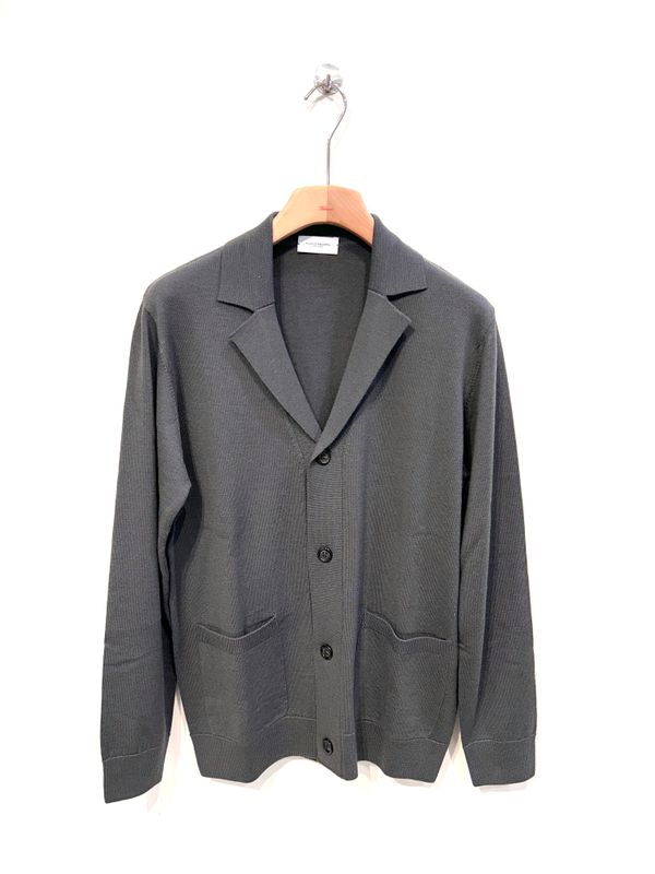 Cardigan blazer in lana merinos . Col. Piombo