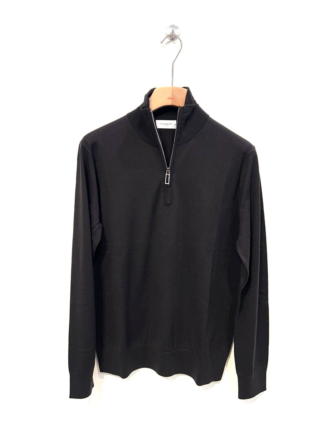 Maglia Mezza zip in lana merinos. Col. Testa Moro