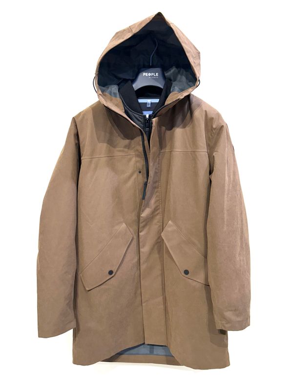 PEOPLE OF SHIBUYA Parka in microfibra opaca, con cappuccio. Col. Caramello