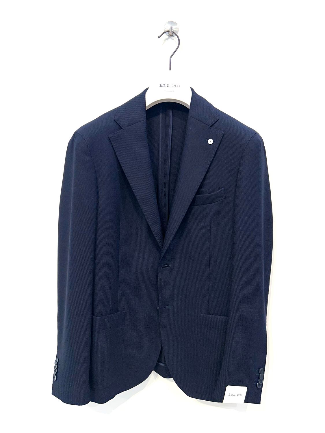 Giacca in lana elasticizzata diagonale. Col. Navy