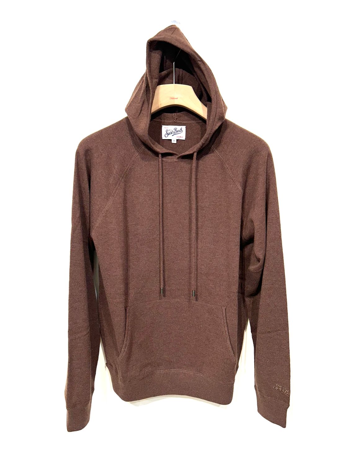 Felpa in maglia di lana con cappuccio. Col. Moka