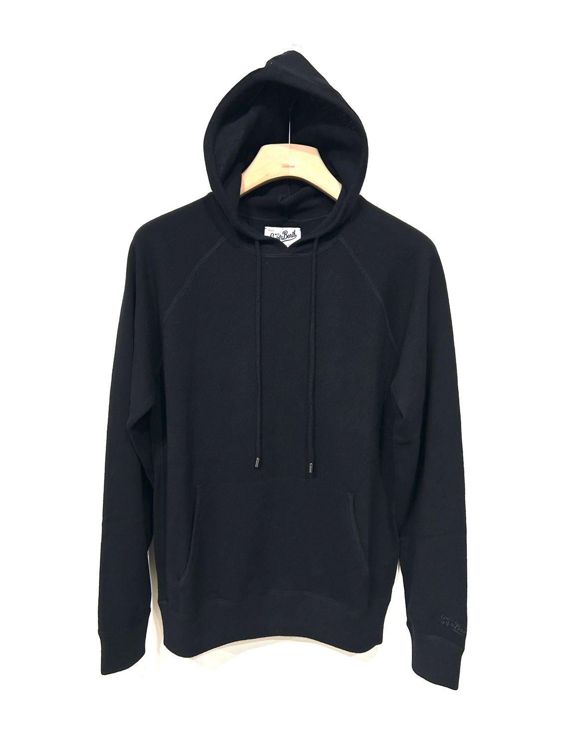 Felpa in maglia di lana con cappuccio. Col. Nero