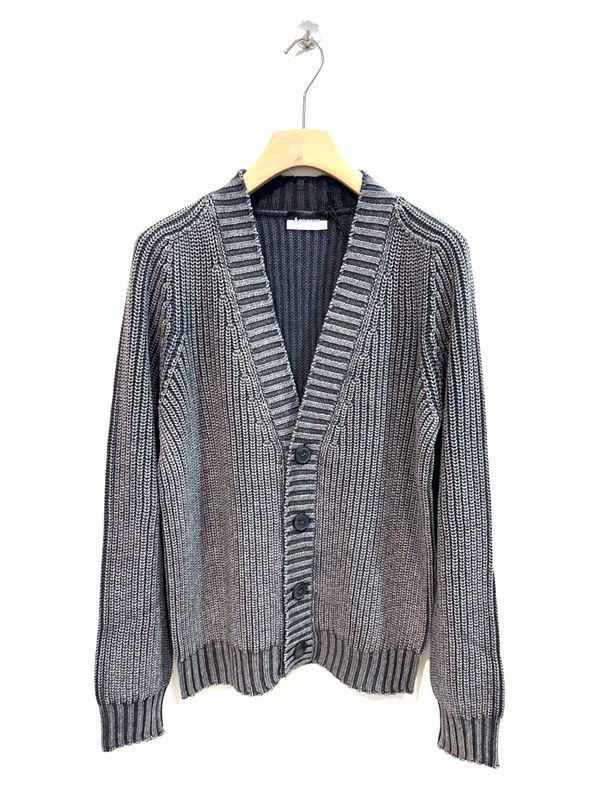 Cardigan over lana e cotone tintura. Col. Graffite