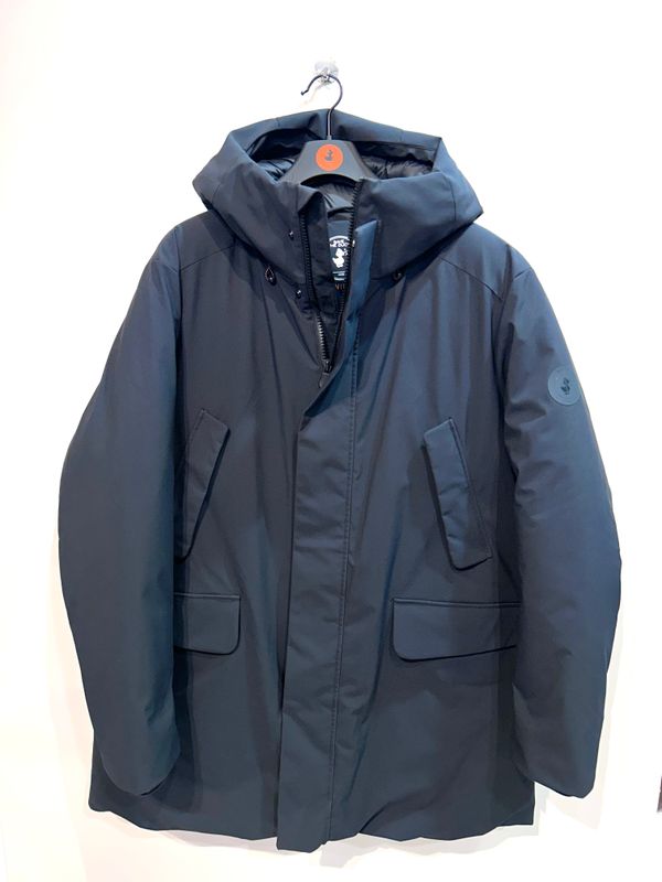 SAVE THE DUCK Parka ecologico in microfibra opaca. Col. Lavagna