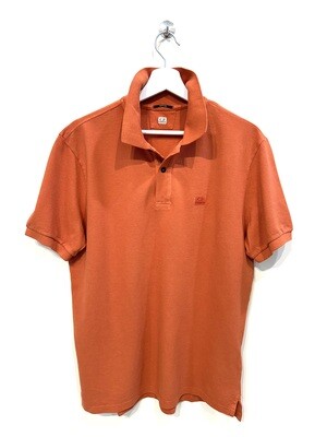 Polo manica corta in piquet di cotone tintura resist dyed. Col. Arancio