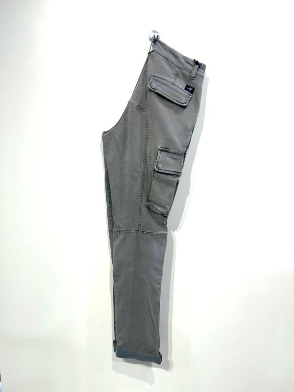MASONS Pantacargo in gabardina di cotone marmorizzata supervintage. Col. Militare