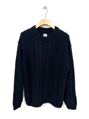 Maglione girocollo con logo jacquard sulla schiena in lambswool . Col. Nero