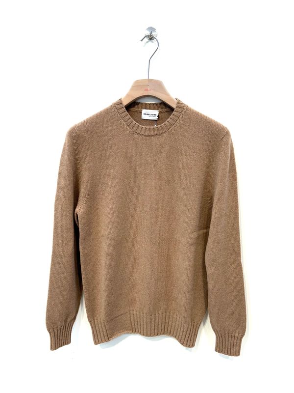 SCAGLIONE Maglia Girocollo in cashmere riciclato. Col. Caramello