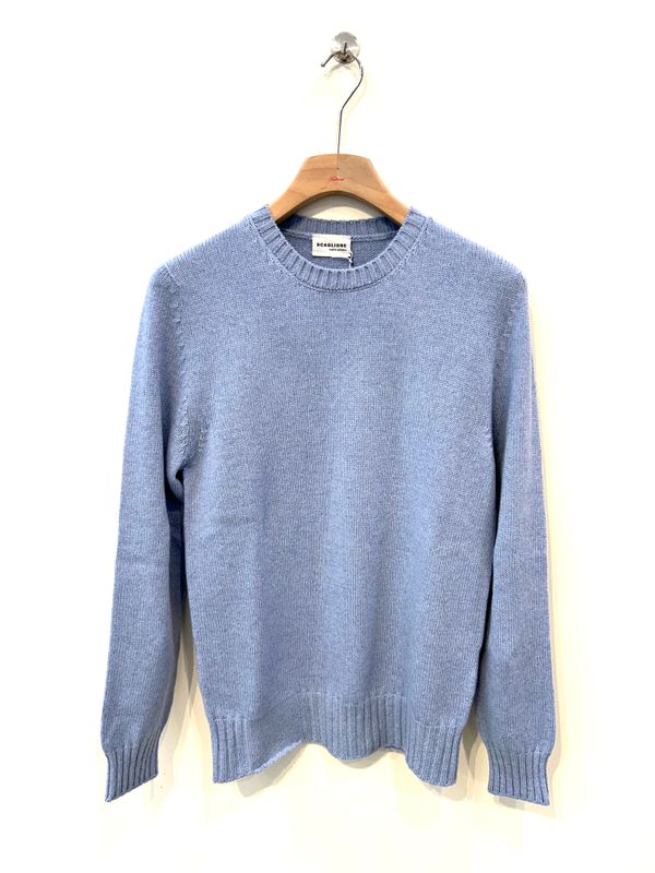 SCAGLIONE Maglia Girocollo in cashmere riciclato. Col.  Celeste