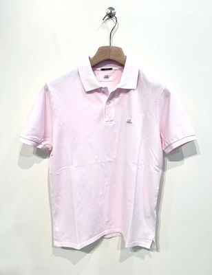 Polo manica corta in piquet di cotone tintura resist dyed. Col. Cipria