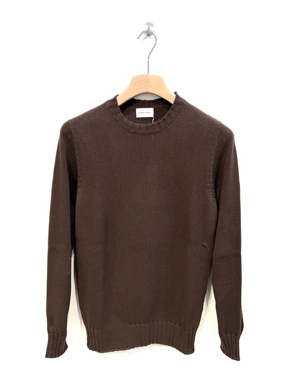 Maglia girocollo in cotone rasato. Col. Cioccolato