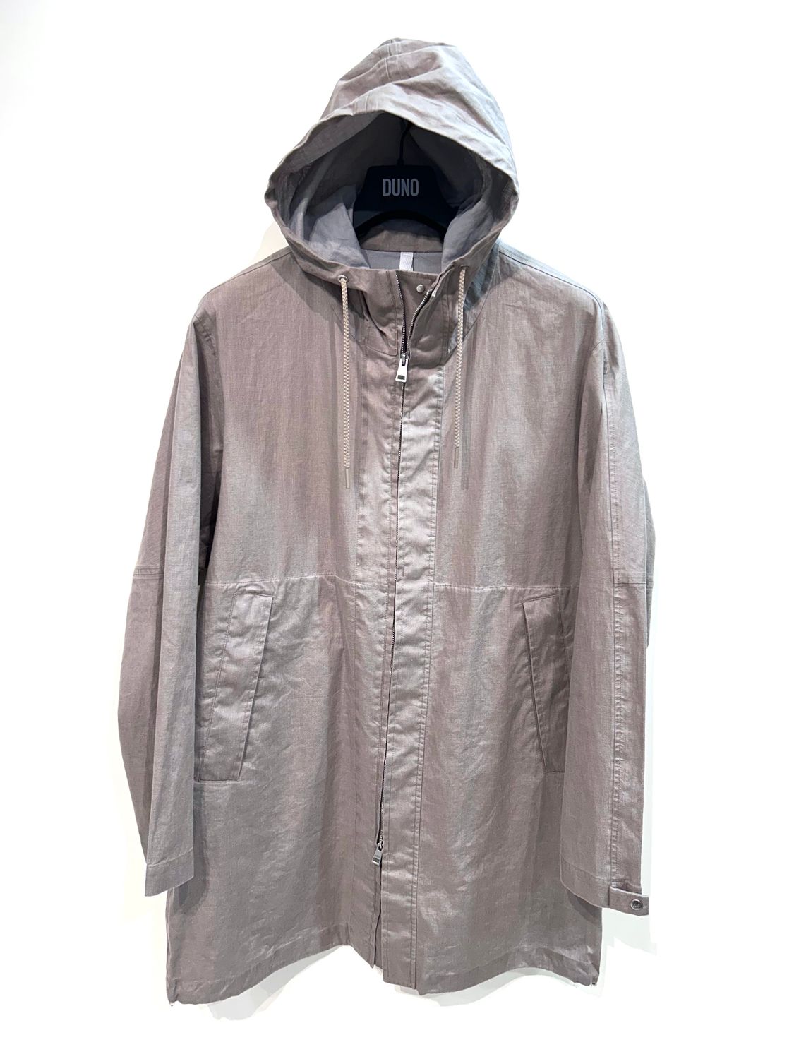 Parka con cappuccio in puro lino oversize. Col. Corda