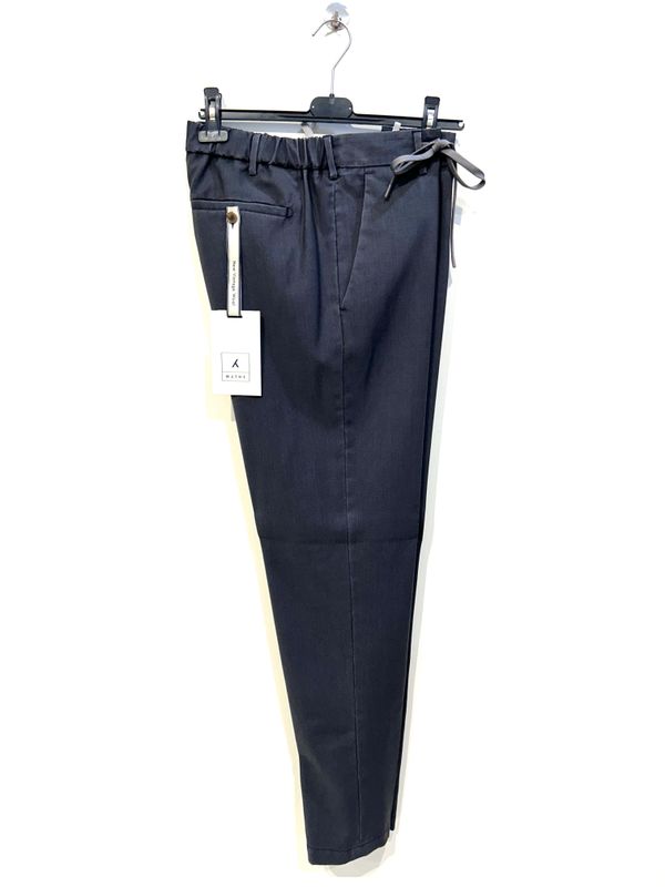 Pantalone in pura lana lavata con elastico e coulisse. Col. Antracite
