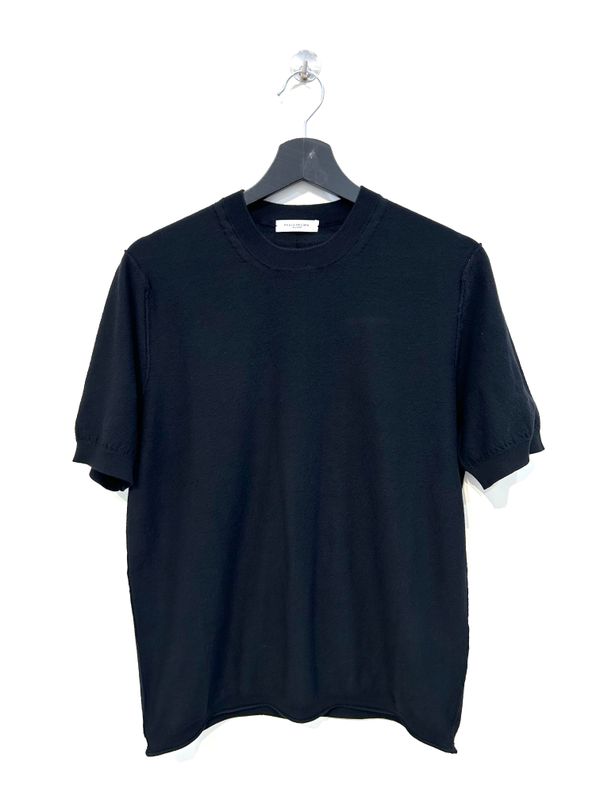 Tshirt in maglia in punto sable’ cotone operato. Col. Nero