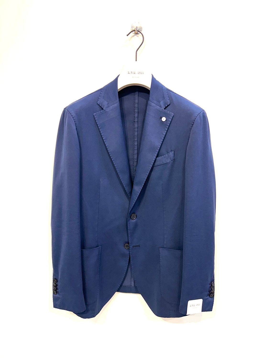 Giacca in cotone, seta ed elastam lavata. Col. Bleu Aperto