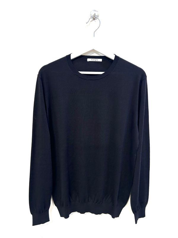 Maglia girocollo in seta e cotone . Col. Nero