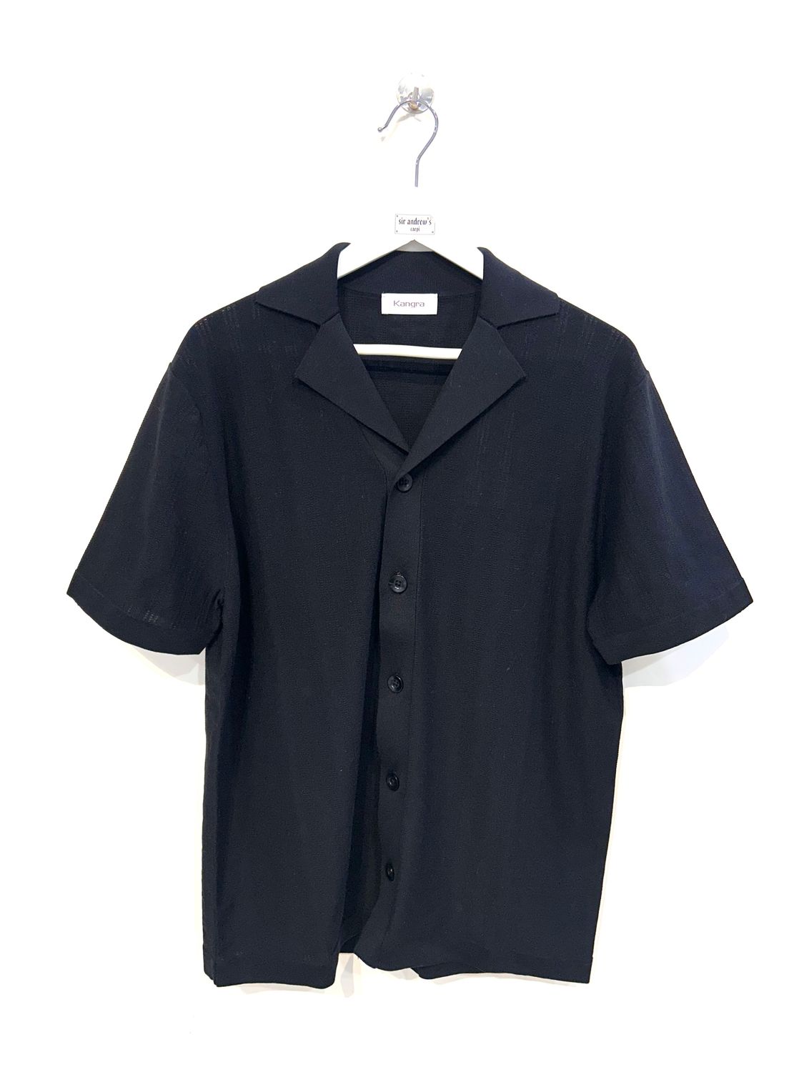 Polo a camicia Bowling in cotone operato. Col. Nero