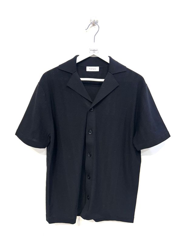 Polo a camicia Bowling in cotone operato. Col. Nero