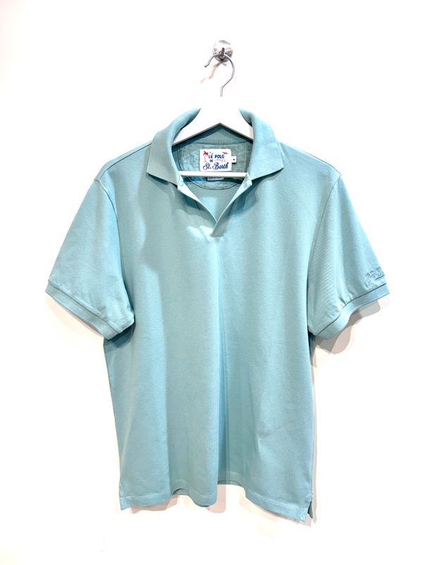 Polo derby in piquet di cotone leggero. Col. Salvia