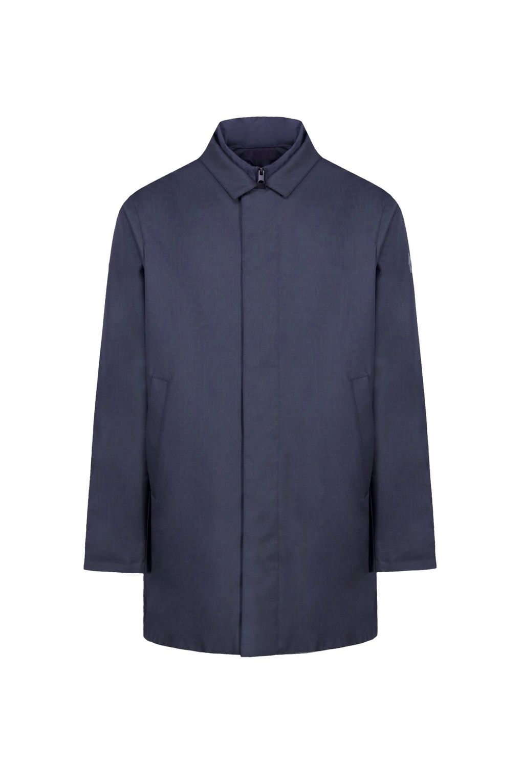 PEOPLE OF SHIBUYA  Trench in lana tecnica, collo camicia. Col. Bleu