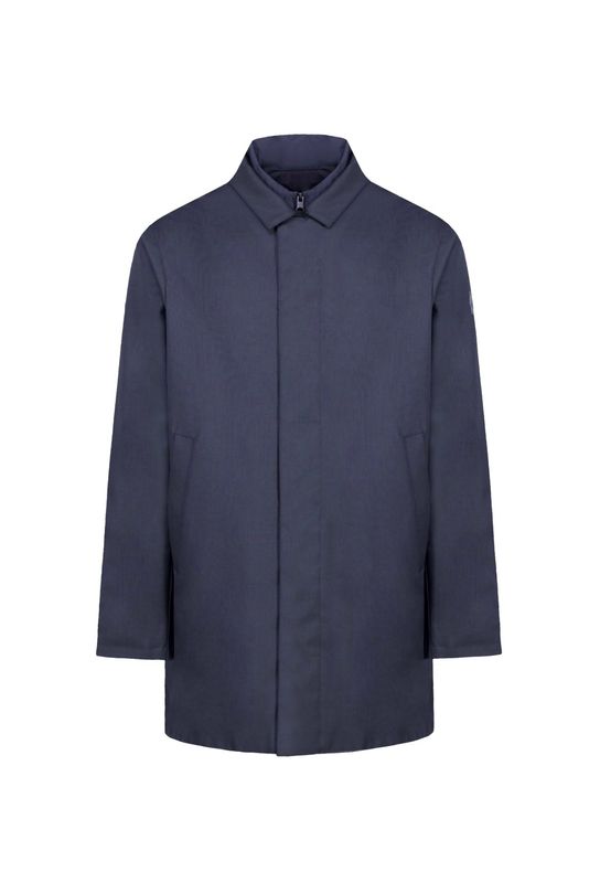 PEOPLE OF SHIBUYA  Trench in lana tecnica, collo camicia. Col. Bleu
