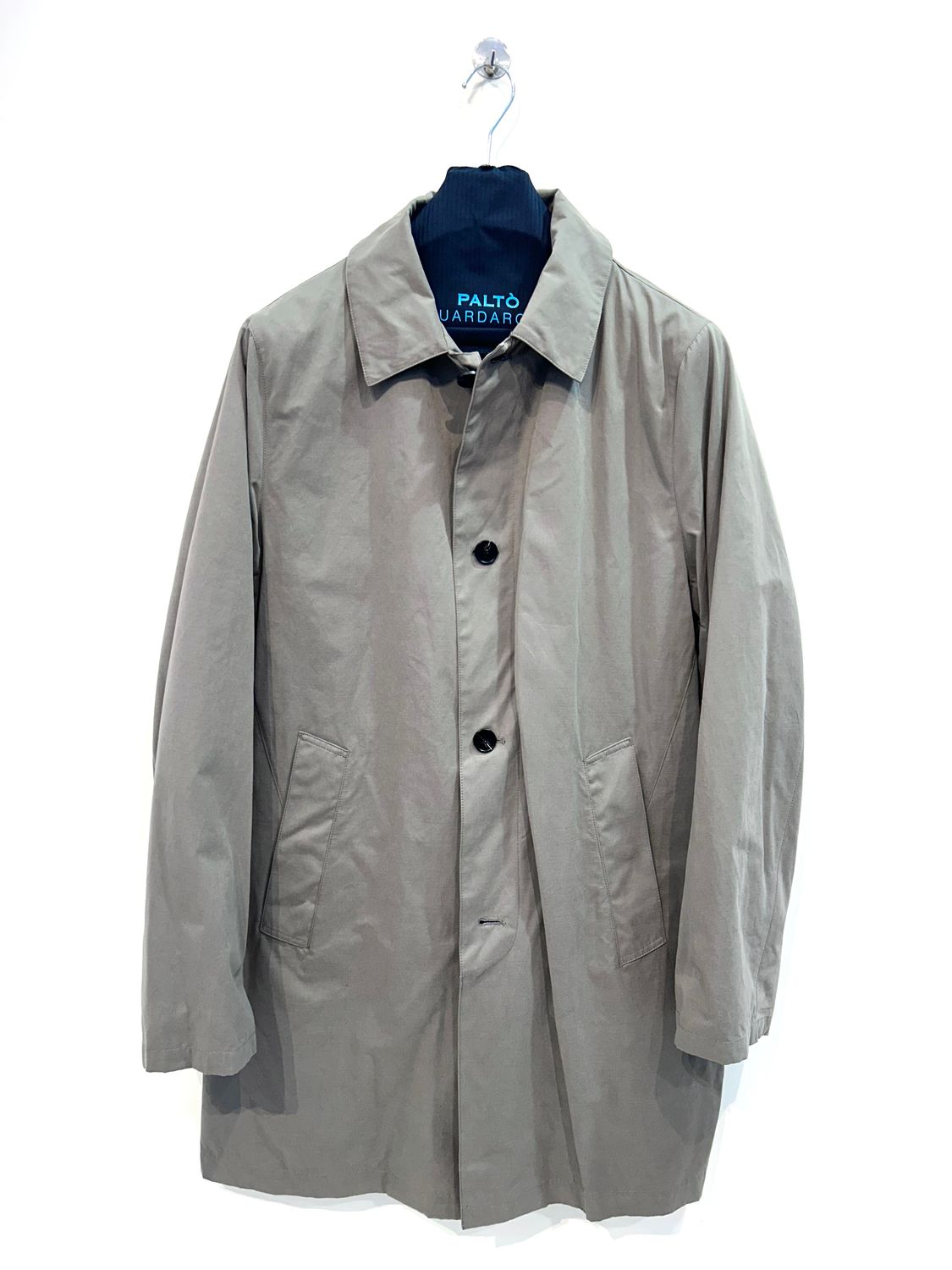 PALTO Trench in cotone cerato impermeabile. Col. Pietra