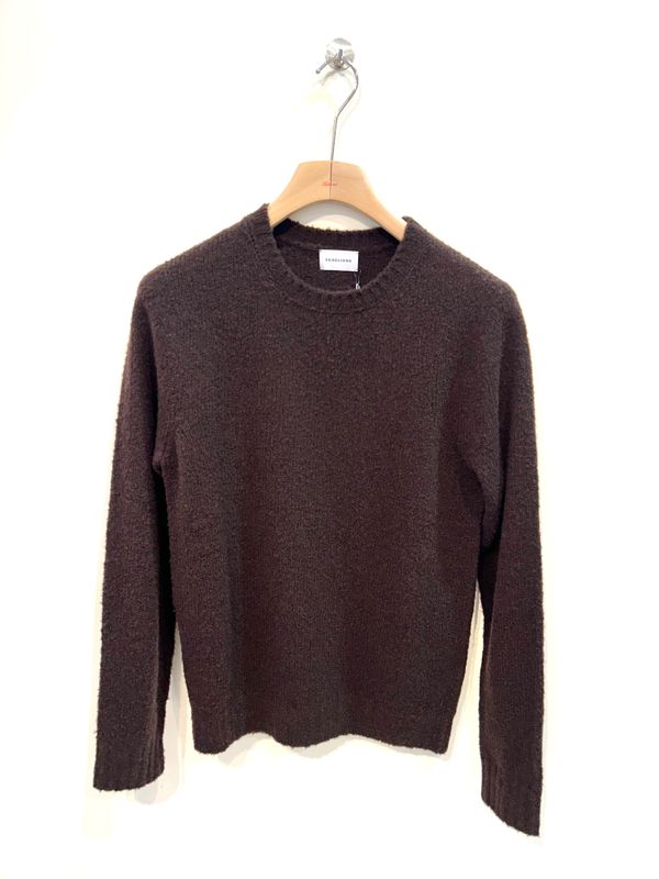 SCAGLIONE Maglia Girocollo in lana e cashmere riciclato effetto “ Puffed “. Col. Cioccolato