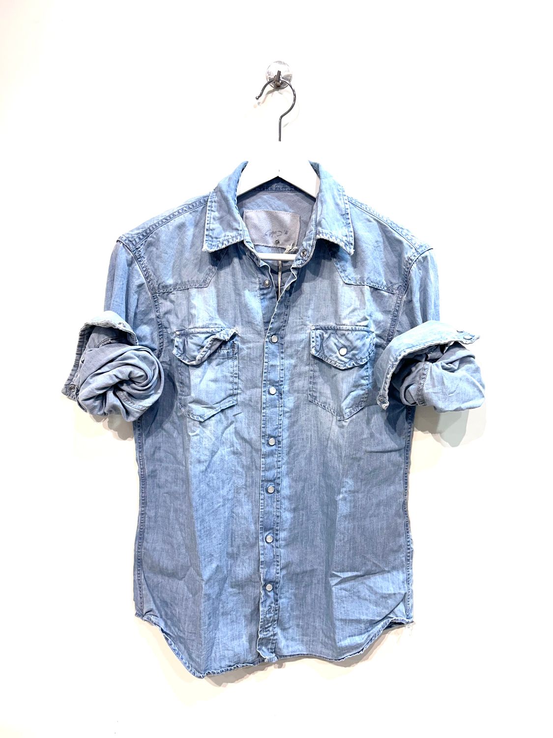 #65 Camicia texana in jeans leggero supervintage. Col. Azzurro chiaro