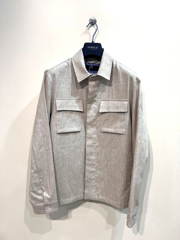 Giacca Camicia in puro lino doppio strato. Col. Naturale