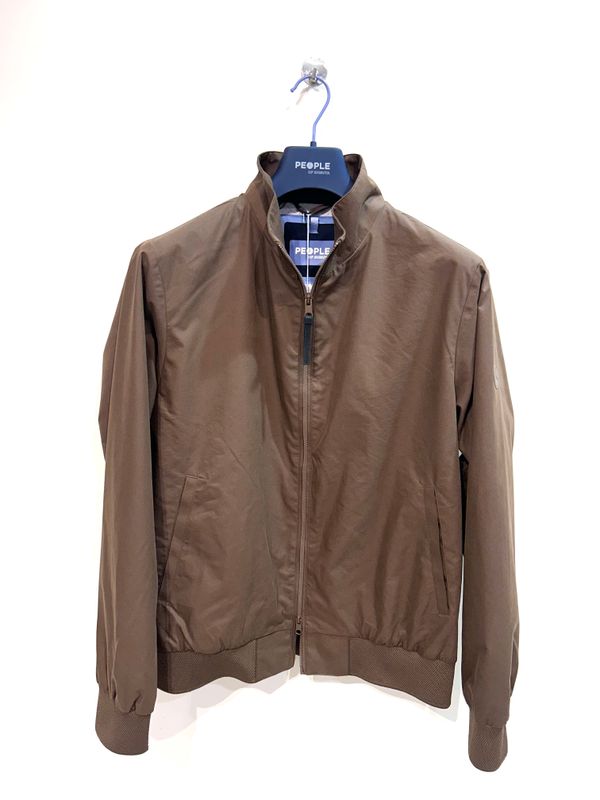 Bomber baracuta in cotone e microfibra spalmato. Col. Cacao