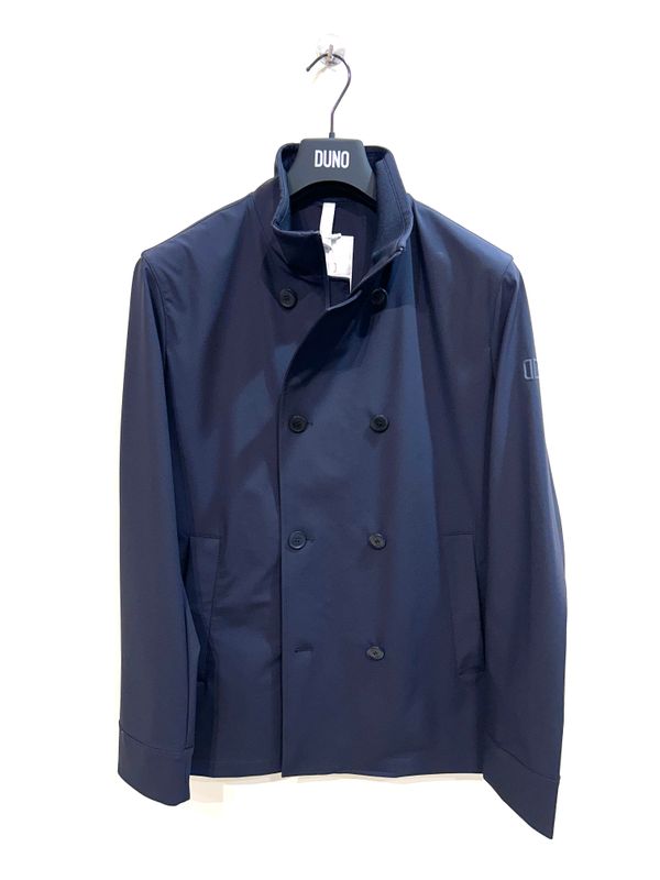 Peacoat doppio petto tessuto tecnico. Col. Blu Navy