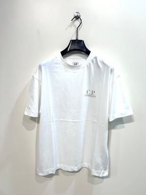 T-shirt in Jersey di cotone light stampa fronte e retro. Col. Latte