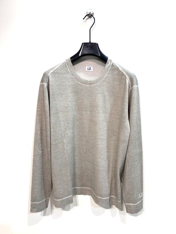 Maglia girocollo in cotone crepe doppia tintura a freddo . Col. Naturale