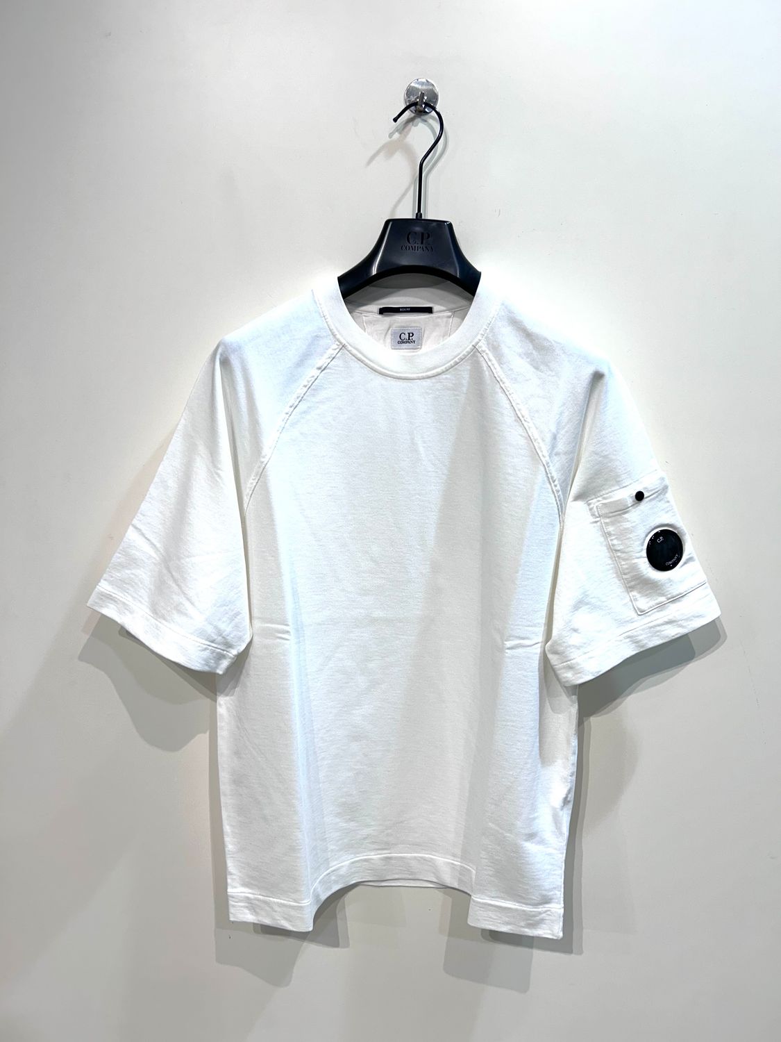 Felpa a manica corta in fleece di cotone leggero. Col. Bianco