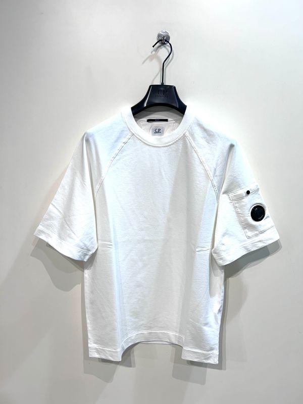 Felpa a manica corta in fleece di cotone leggero. Col. Bianco