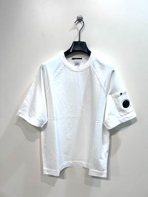 Felpa a manica corta in fleece di cotone leggero. Col. Bianco