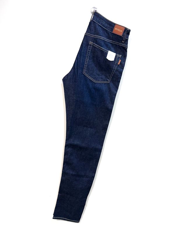 Jeans tela denim elasticizzata leggera non lavato rinse . Col. Blu notte