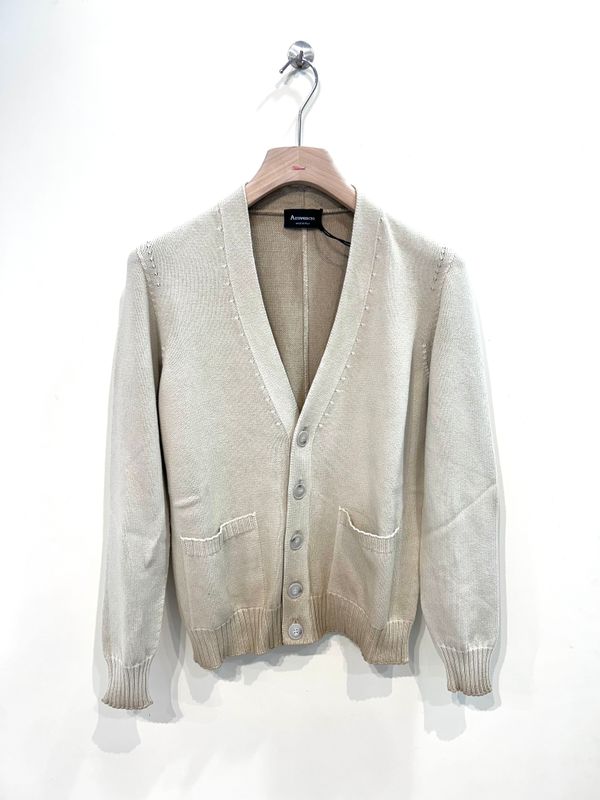 Cardigan calato con bottoni in cotone trattamento Wave. Col. Naturale