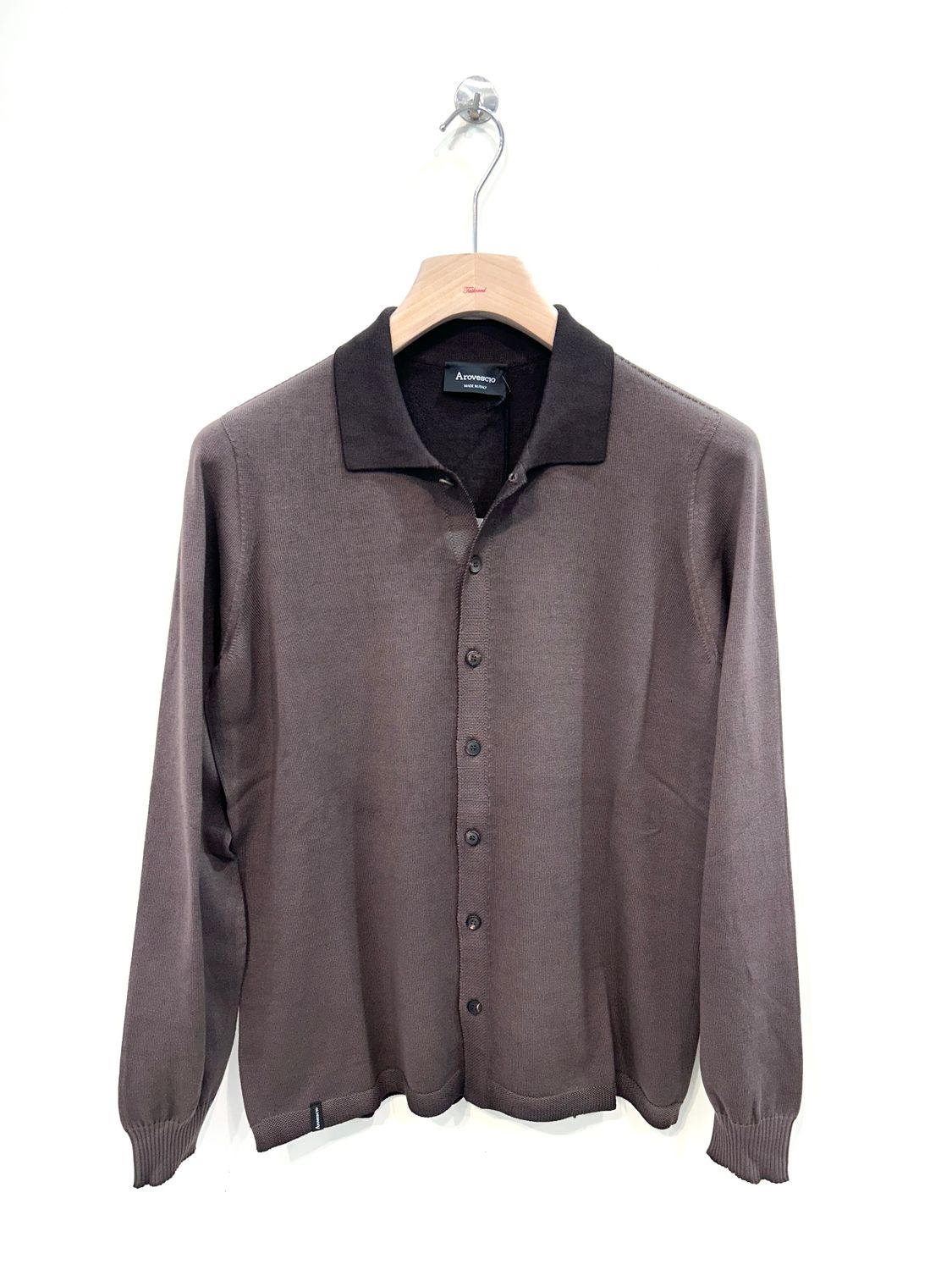 Camicia calata in cotone, trattamento Wave. Col. Cioccolato