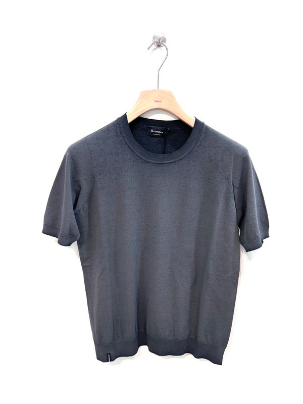 T-shirt in crepe di cotone calata, Trattamento wave. Col. Ferro