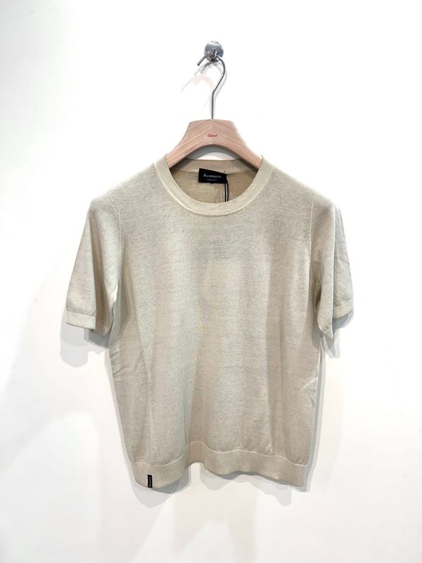 T-shirt in crepe di cotone calata, Trattamento wave. Col. Naturale