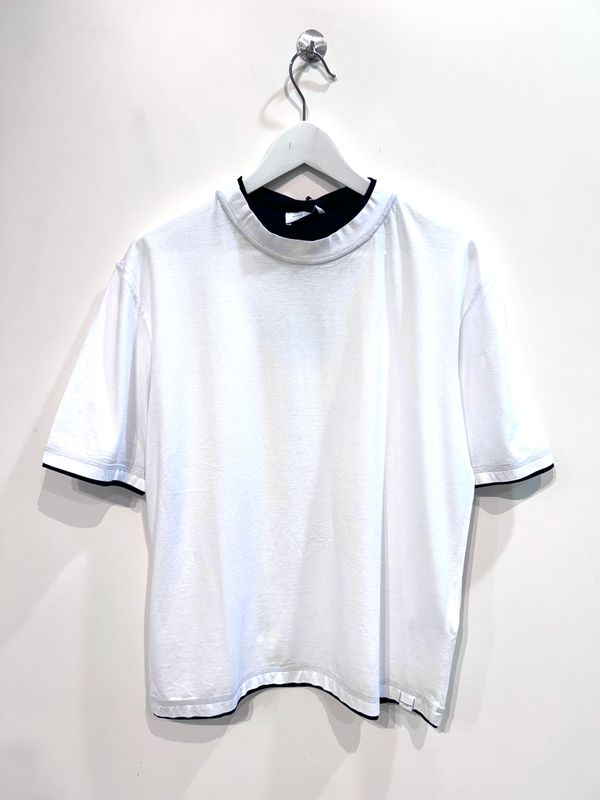 T-shirt jersey di cotone light con bordino. Col. Bianco / Navy