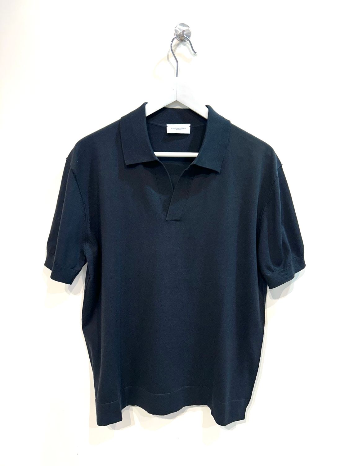 Polo derby in maglia di cotone rasata. Col. Nero