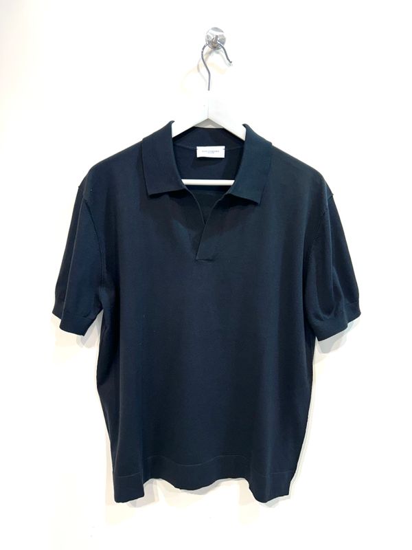 Polo derby in maglia di cotone rasata. Col. Nero