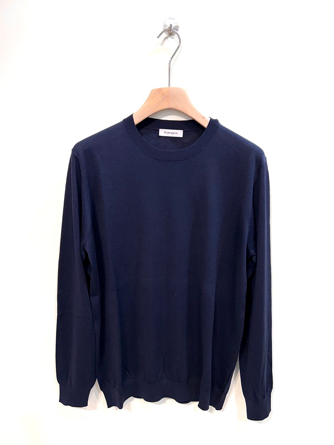 Maglia girocollo in seta e cotone . Col. Blu Navy