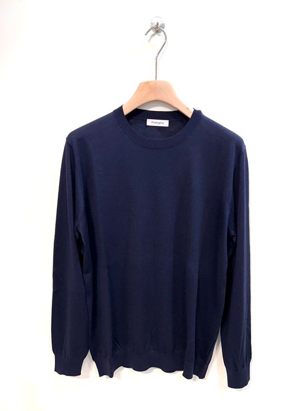 Maglia girocollo in seta e cotone . Col. Blu Navy