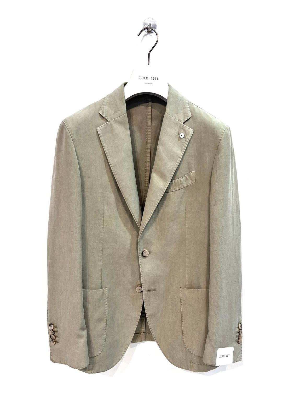 Giacca in lyocel, lino e cotone lavata. Col. Verde Oliva