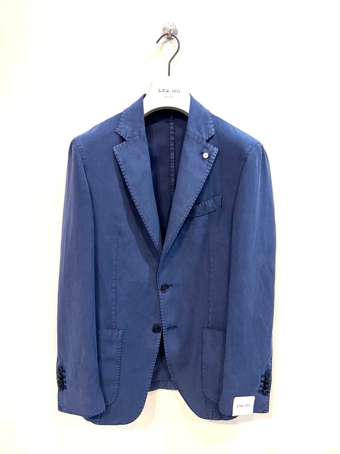 Giacca in lyocel, lino e cotone lavata. Col. Blu Aperto