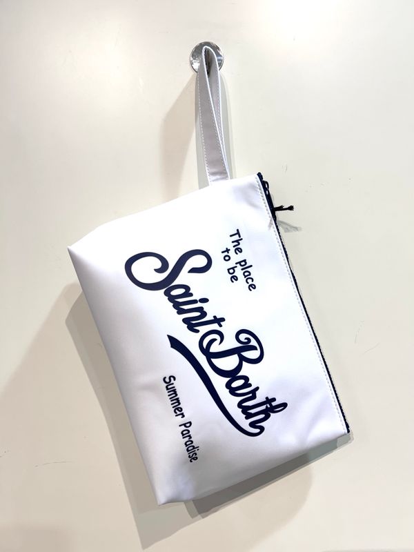 Pochette grande in nylon. Col. Bianco